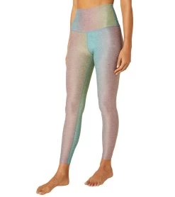 Beyond Yoga Spacedye Printed Caught In The Midi Yoga Leggings Silver Mist Prismatic
