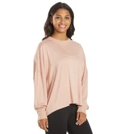 Free People Runner Up Long Sleeve Shell Pink