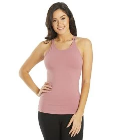 Hard Tail Double Cross Support Tank Dusty Rose Pink
