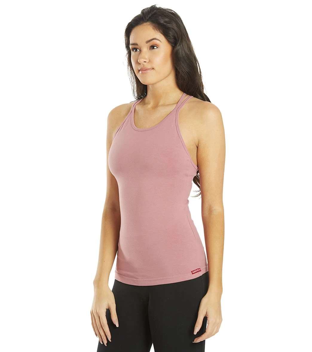 Hard Tail Double Cross Support Tank Dusty Rose Pink - Image 4
