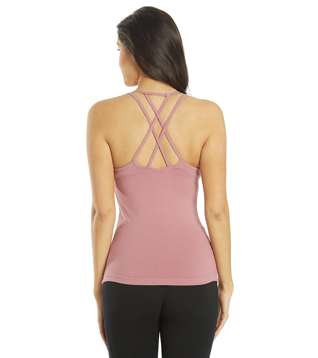 Hard Tail Double Cross Support Tank Dusty Rose Pink - Image 5