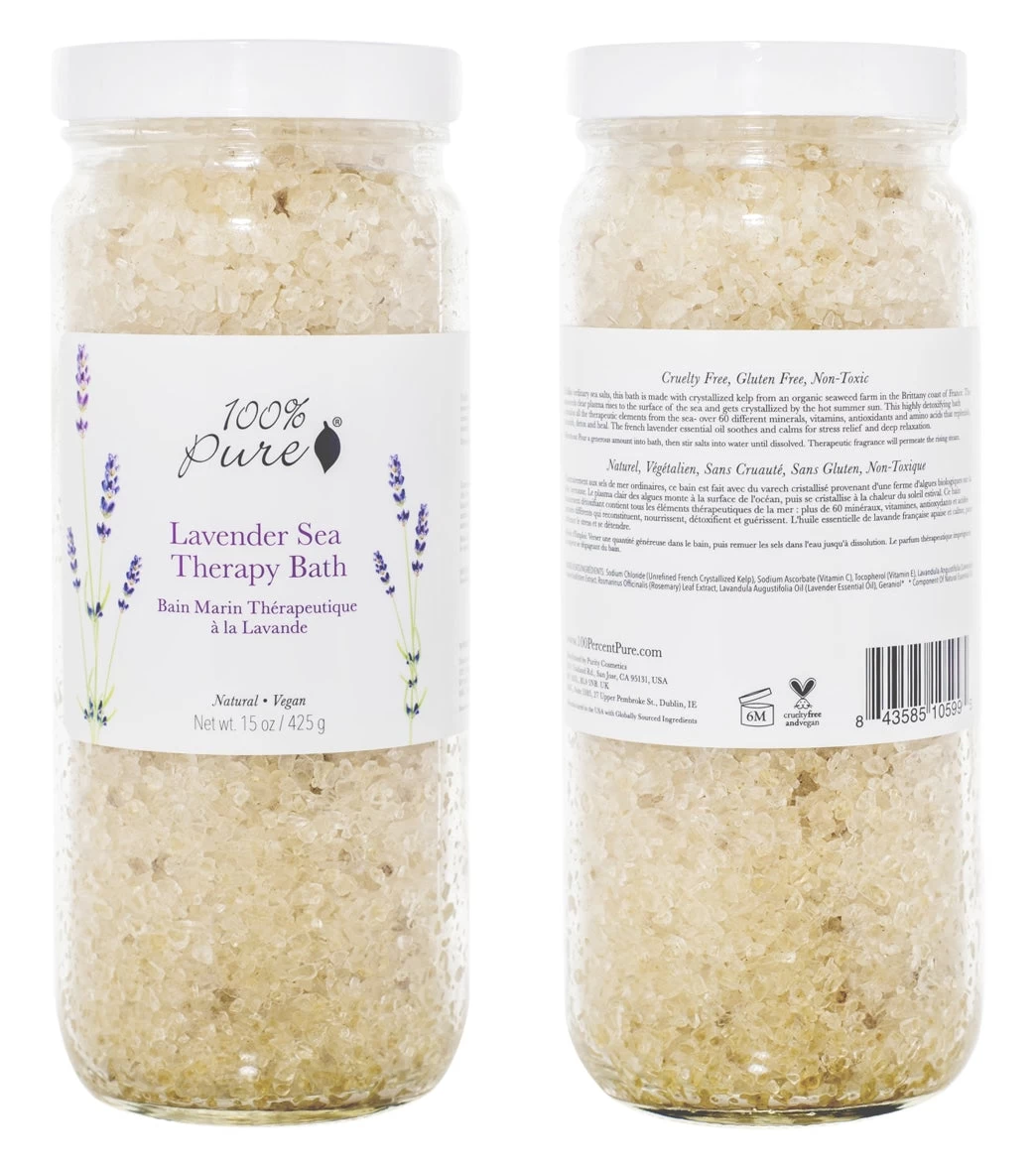 100% Pure Lavender Sea Therapy Bath Soak 15 Oz.