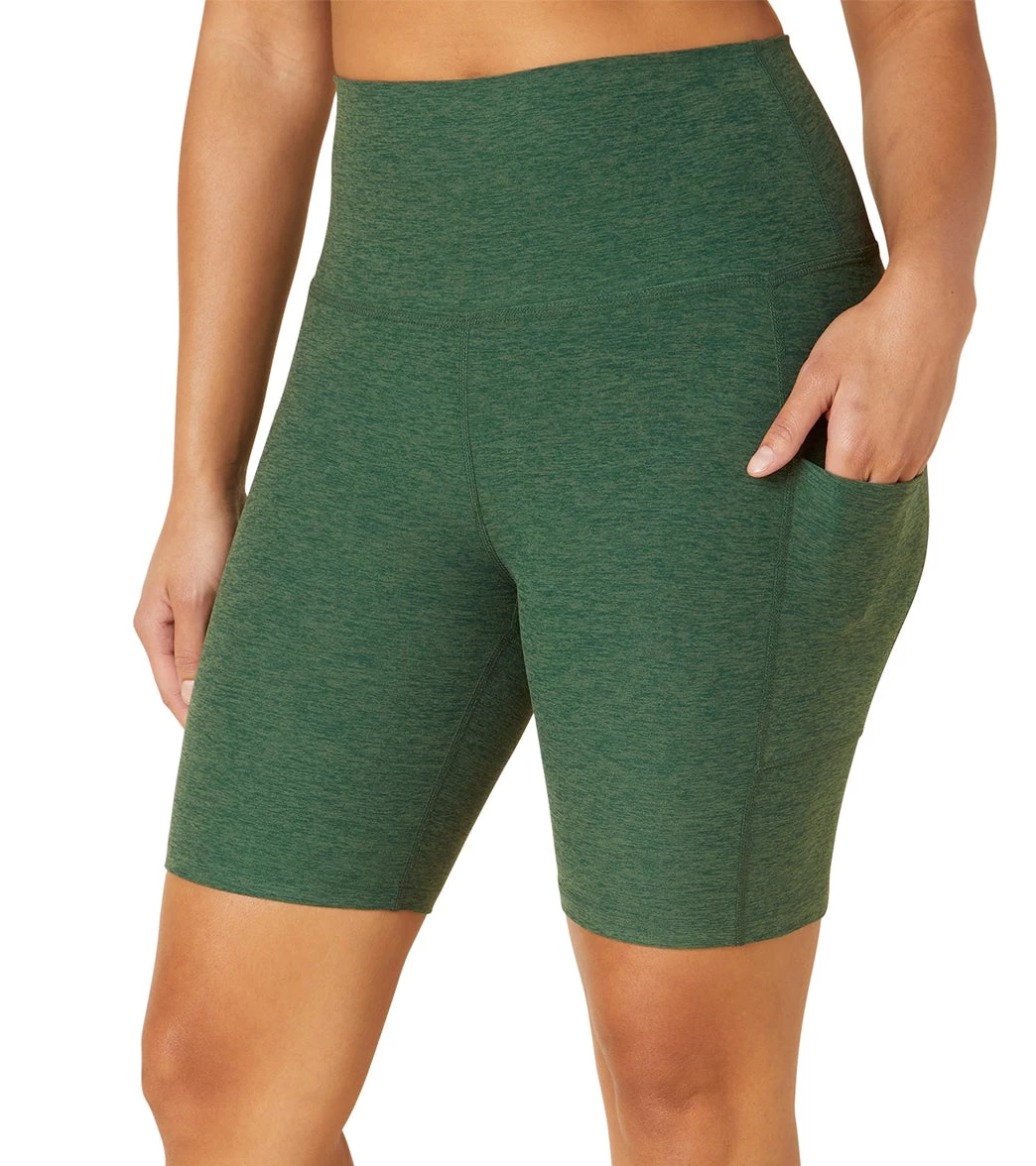 Beyond Yoga Spacedye Team Pockets High Waisted Biker Shorts Vetiver Green-Pine