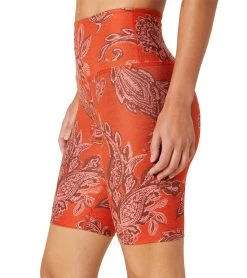 Beyond Yoga Spacedye Printed High Waisted Biker Shorts Chai Paprika Paisley