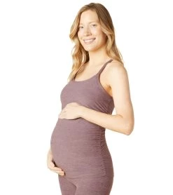 Beyond Yoga Maternity Spacedye Slim Racerback Tank Silverberry Heather