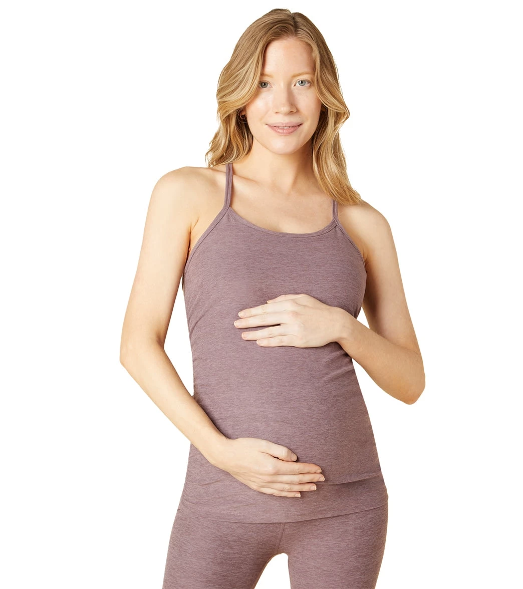 Beyond Yoga Maternity Spacedye Slim Racerback Tank Silverberry Heather - Image 5