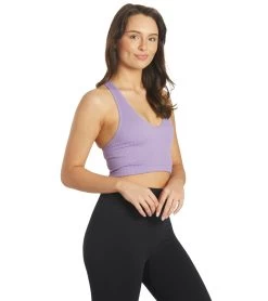 Free People Free Throw Yoga Crop Purple Dust
