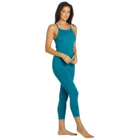 Free People Ashford Side To Side Performance Jumpsuit Blue Peacock