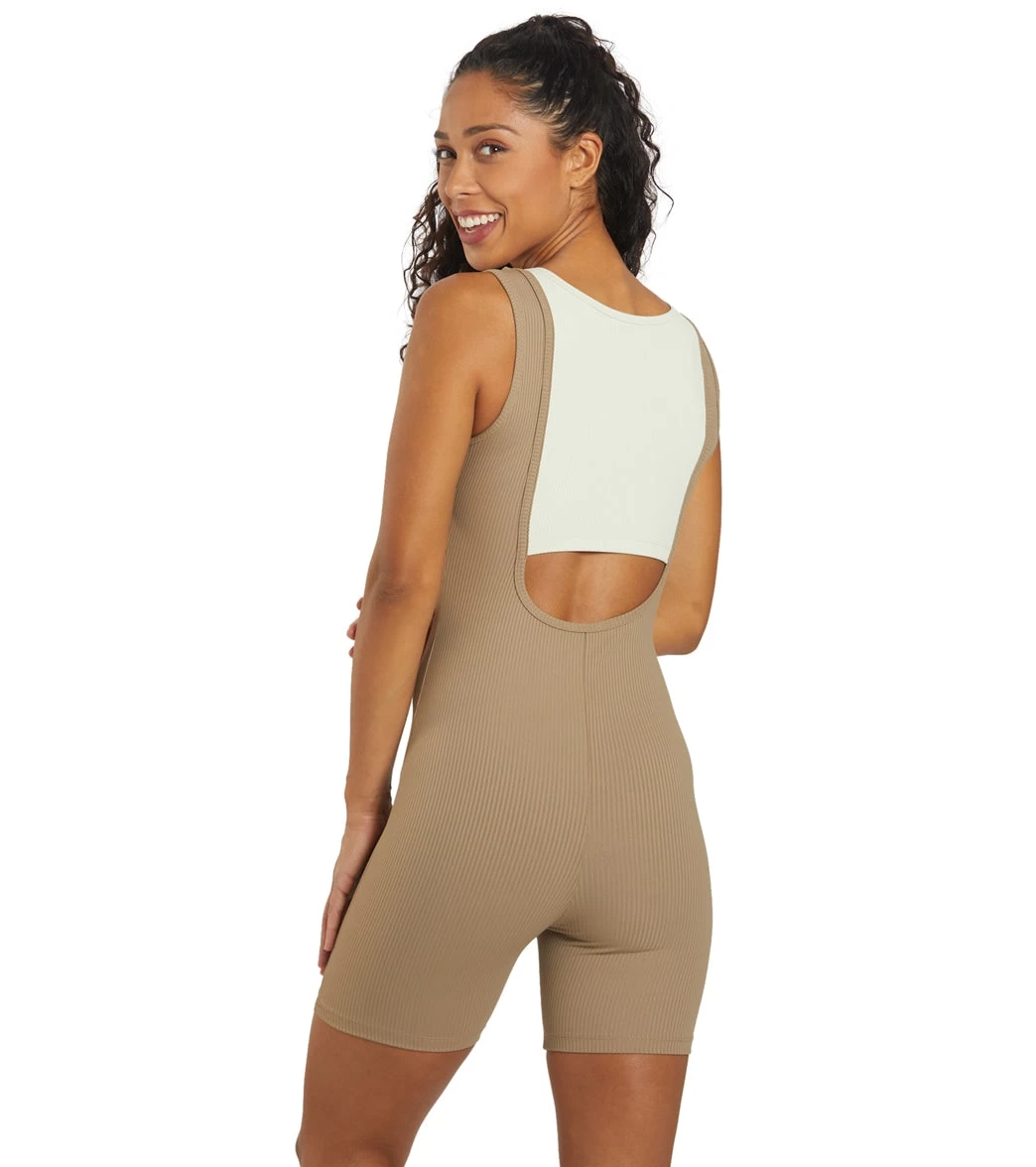 Year Of Ours Ribbed Biker Onesie Caribou/Bone - Image 2