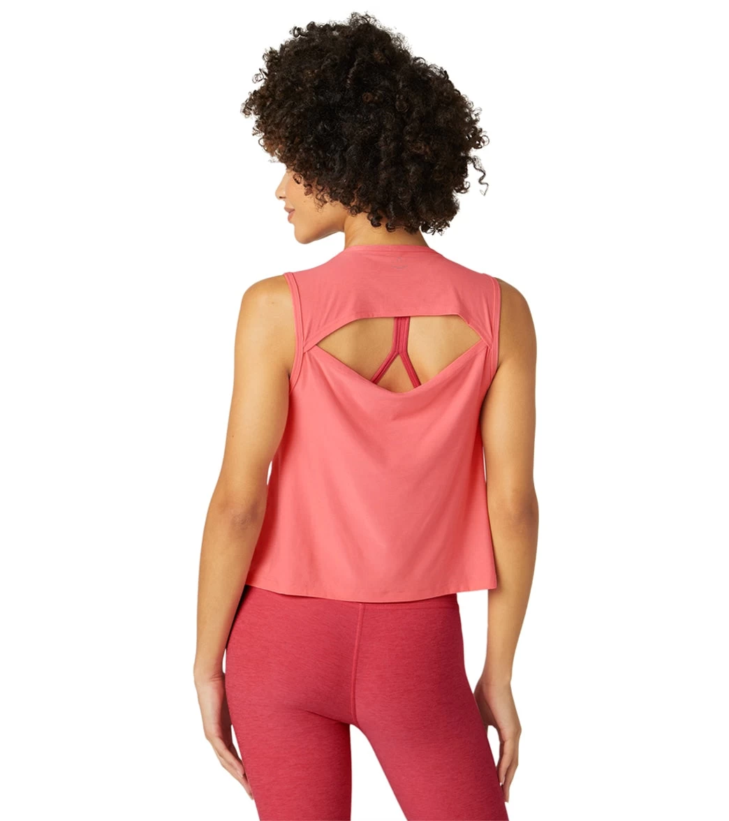 Beyond Yoga Featherweight New View Cropped Tank Sun Kissed Coral Heather - Image 2