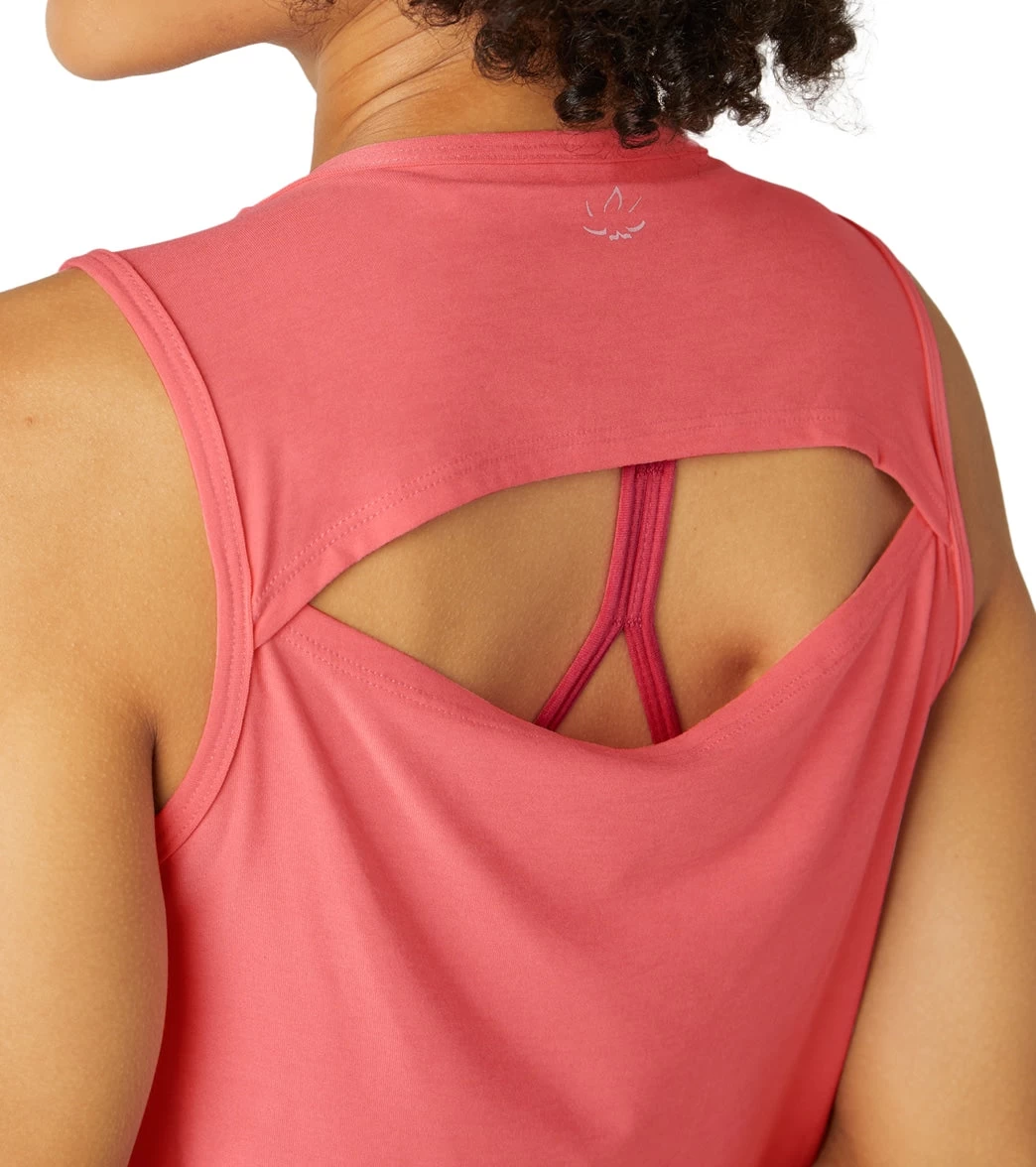 Beyond Yoga Featherweight New View Cropped Tank Sun Kissed Coral Heather - Image 3