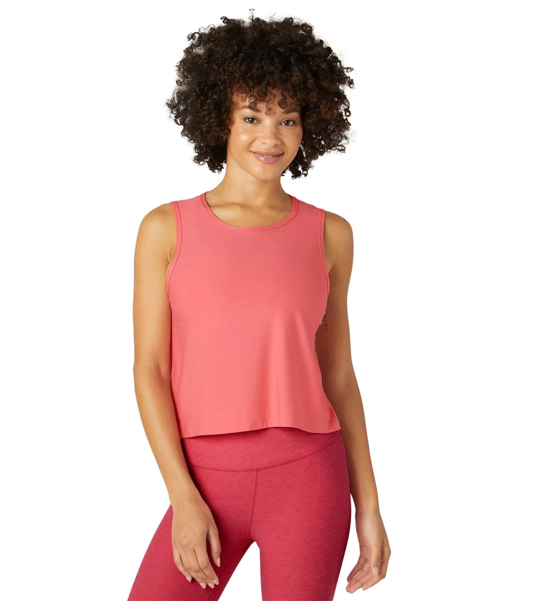 Beyond Yoga Featherweight New View Cropped Tank Sun Kissed Coral Heather - Image 4