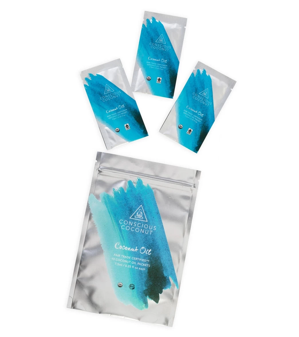Conscious Coconut Mindful Mini Pouch Of Coconut Oil, 2.5 Oz. (10 Packets) - Image 3