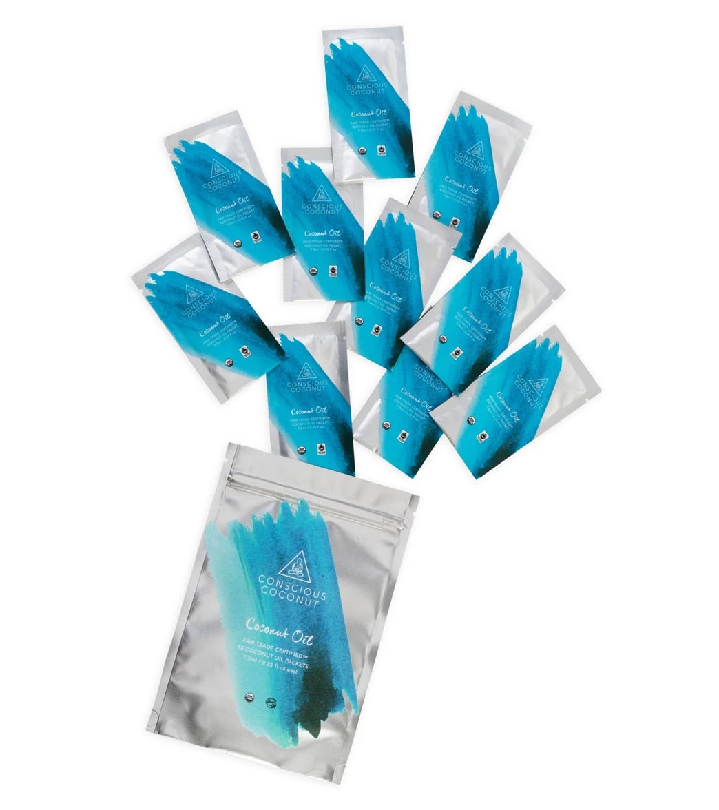 Conscious Coconut Mindful Mini Pouch Of Coconut Oil, 2.5 Oz. (10 Packets) - Image 5