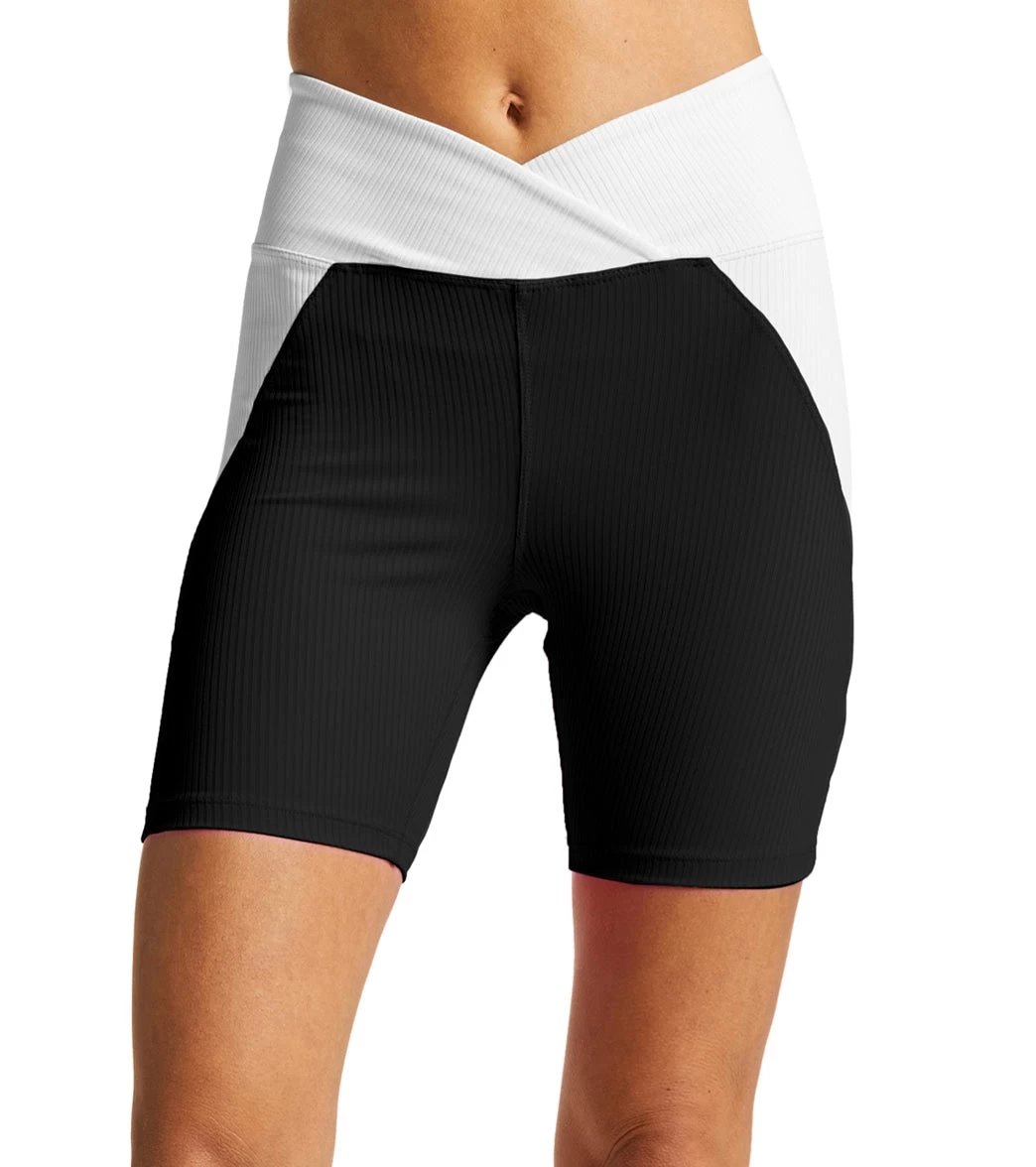 Year Of Ours Ribbed Studio Bike Short Black/White - Image 2